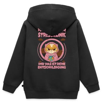 Chat de café dans la clinique de stress - Sweat Premium à capuche zippé enfant bio - noir - Dos - AI Model Kid Male (0cm)