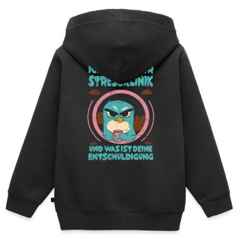 Clinique de stress Penguin - Sweat Premium à capuche zippé enfant bio - noir - Dos - AI Model Kid Male (0cm)