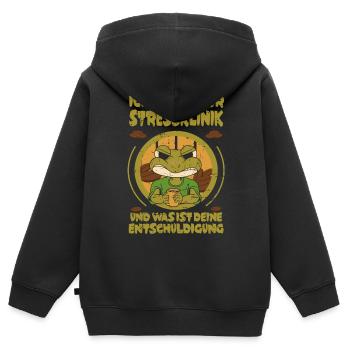 Clinique de stress Frog - Sweat Premium à capuche zippé enfant bio - noir - Dos - AI Model Kid Male (0cm)