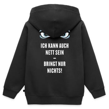 Ich Kann Auch Nett Sein – Bringt Nur Nichts! - Kinder Premium Organic Zip Hoodie - Schwarz - Hinten - AI Model Kid Male (0cm)