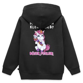 "Du denkst ich bin Lieb - Böser Fehler" Einhorn - Kinder Premium Organic Zip Hoodie - Schwarz - Hinten - AI Model Kid Male (0cm)