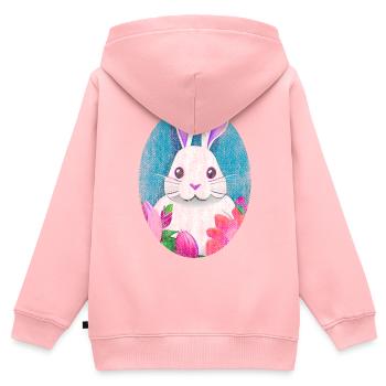 Vintage Osterhase Niedlich - Kinder Premium Organic Zip Hoodie - Rosa - Hinten - AI Model Kid Female (0cm)