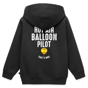 Montgolfière Montgolfière Montgolfière - Sweat Premium à capuche zippé enfant bio - noir - Dos - AI Model Kid Male (0cm)