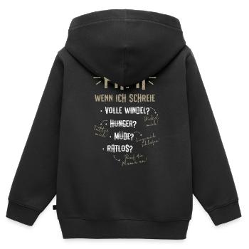 Papas Anleitung - Kinder Premium Organic Zip Hoodie - Schwarz - Hinten - AI Model Kid Male (0cm)