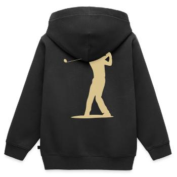 Golfer Abschlag Silhouette - Herren Design - Kinder Premium Organic Zip Hoodie - Schwarz - Hinten - AI Model Kid Male (0cm)
