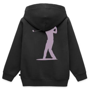 Golfer Abschlag Silhouette - Herren Design - Kinder Premium Organic Zip Hoodie - Schwarz - Hinten - AI Model Kid Male (0cm)