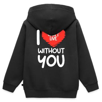 Ich kann nicht ohne dich leben (dunkel) - Kinder Premium Organic Zip Hoodie - Schwarz - Hinten - AI Model Kid Male (0cm)
