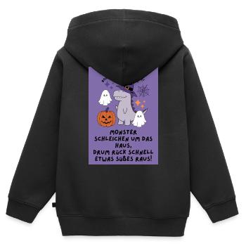 Kinder Halloween - Kinder Premium Organic Zip Hoodie - Schwarz - Hinten - AI Model Kid Male (0cm)
