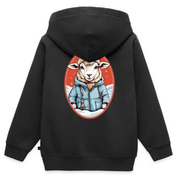 Süßes Schaf - Kinder Premium Organic Zip Hoodie - Schwarz - Hinten - AI Model Kid Male (0cm)