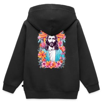 Jesus Christus - Kinder Premium Organic Zip Hoodie - Schwarz - Hinten - AI Model Kid Male (0cm)
