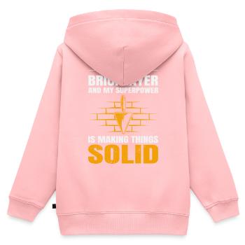 Bricklayer Bricklaying Brick Mason Wall Builder - Kids Premium Organic Zip-up Hoodie - rose - Back - AI Model Kid Female (0cm)