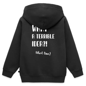 Quelle terrible idée - Sweat Premium à capuche zippé enfant bio - noir - Dos - AI Model Kid Male (0cm)
