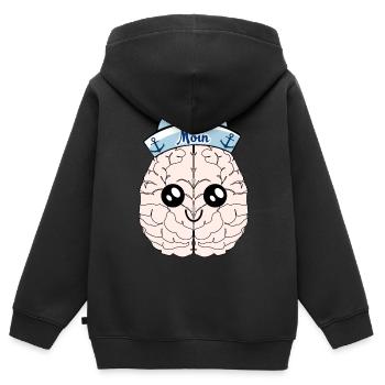 Cerveau marin marin marin cerveau marin - Sweat Premium à capuche zippé enfant bio - noir - Dos - AI Model Kid Male (0cm)