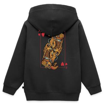 Hase Steampunk Kartenspiel Herz Jack Poker - Kinder Premium Organic Zip Hoodie - Schwarz - Hinten - AI Model Kid Male (0cm)
