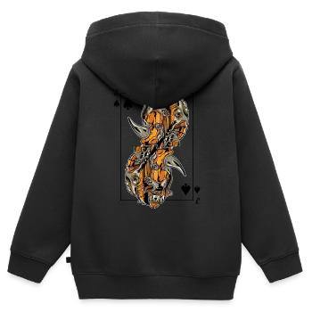 Nashorn Steampunk Kartenspiel Pik Jack Poker - Kinder Premium Organic Zip Hoodie - Schwarz - Hinten - AI Model Kid Male (0cm)