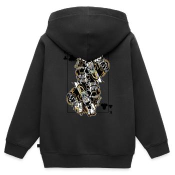 Panther Steampunk Kartenspiel Kreuz König Poker - Kinder Premium Organic Zip Hoodie - Schwarz - Hinten - AI Model Kid Male (0cm)