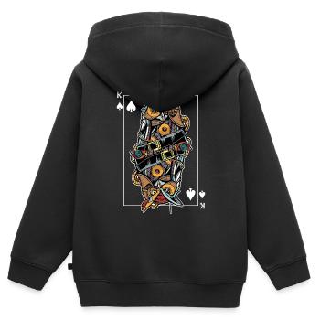 Uhu Steampunk Kartenspiel Pik König Poker - Kinder Premium Organic Zip Hoodie - Schwarz - Hinten - AI Model Kid Male (0cm)