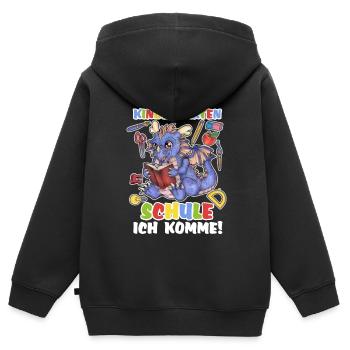 Niedlicher Drache Einschulung Kind Zuckertüte - Kinder Premium Organic Zip Hoodie - Schwarz - Hinten - AI Model Kid Male (0cm)