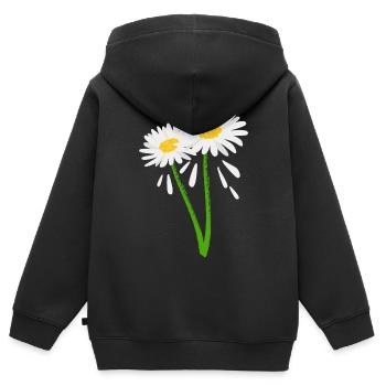 Fleur décorative sur tige verte - Sweat Premium à capuche zippé enfant bio - noir - Dos - AI Model Kid Male (0cm)