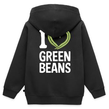 Grüne Bohnen - Kinder Premium Organic Zip Hoodie - Schwarz - Hinten - AI Model Kid Male (0cm)