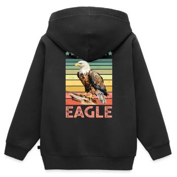 Adler Weisskopfseeadler - Kinder Premium Organic Zip Hoodie - Schwarz - Hinten - AI Model Kid Male (0cm)