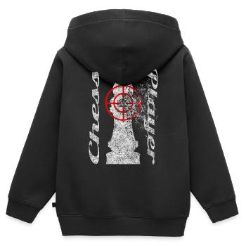 Motif d’échecs avec réticule - Sweat Premium à capuche zippé enfant bio - noir - Dos - AI Model Kid Male (0cm)