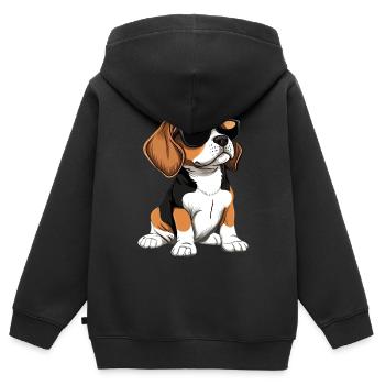 Lustiger Beagle Hund - Kinder Premium Organic Zip Hoodie - Schwarz - Hinten - AI Model Kid Male (0cm)