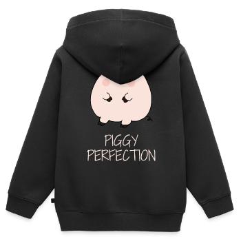 Petit cochon mignon - Sweat Premium à capuche zippé enfant bio - noir - Dos - AI Model Kid Male (0cm)