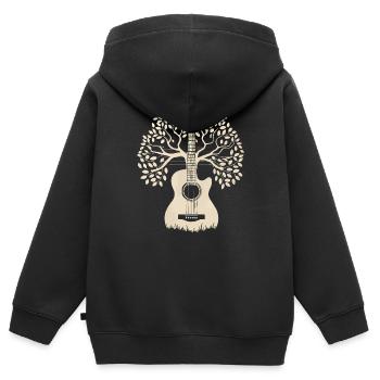 Acoustic Guitar Tree - Guitar Player Guitarist - Sweat Premium à capuche zippé enfant bio - noir - Dos - AI Model Kid Male (0cm)