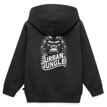 Urban Jungle Logo - Kinder Premium Organic Zip Hoodie - Schwarz - Hinten - AI Model Kid Male (0cm)