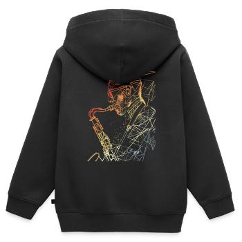 Saxophonist Retro - Kinder Premium Organic Zip Hoodie - Schwarz - Hinten - AI Model Kid Male (0cm)