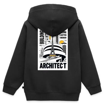 Architect - Sweat Premium à capuche zippé enfant bio - noir - Dos - AI Model Kid Male (0cm)