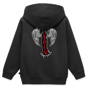Gerechtigkeit - Kinder Premium Organic Zip Hoodie - Schwarz - Hinten - AI Model Kid Male (0cm)