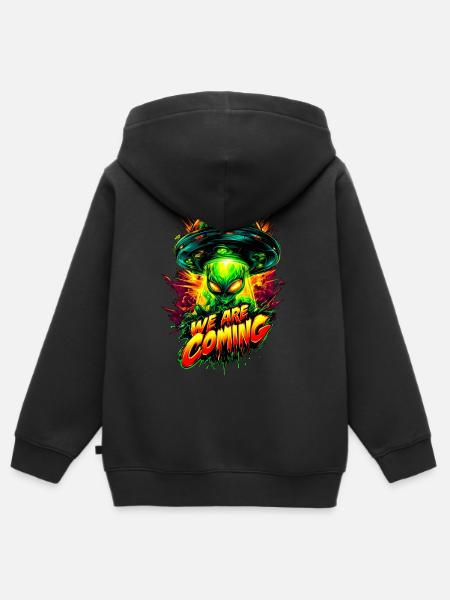 We are comming - Kinder Premium Organic Zip Hoodie - Schwarz
