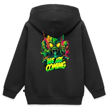 We are comming Aliens - Kinder Premium Organic Zip Hoodie - Schwarz - Hinten - AI Model Kid Male (0cm)
