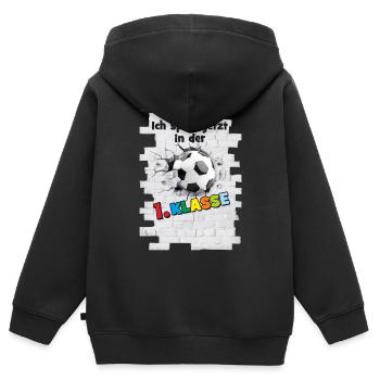 School Enrollment - 1st Grade - Football Wall Breakthrough - Kids Premium Organic Zip-up Hoodie - black - Back - AI Model Kid Male (0cm)