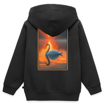 Schwäne Schwan - Kinder Premium Organic Zip Hoodie - Schwarz - Hinten - AI Model Kid Male (0cm)