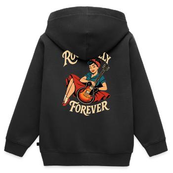 Femme du renouveau du rockabilly avec guitare - Sweat Premium à capuche zippé enfant bio - noir - Dos - AI Model Kid Male (0cm)