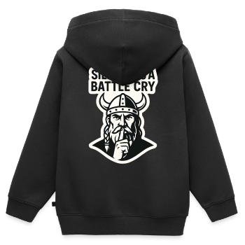 Viking Silence Battle Cry Design - Sweat Premium à capuche zippé enfant bio - noir - Dos - AI Model Kid Male (0cm)