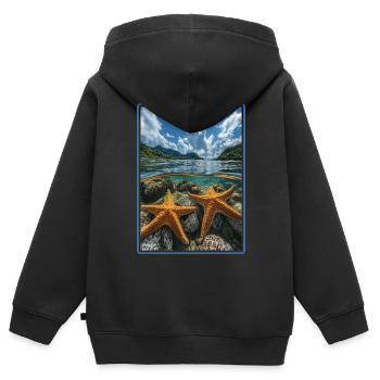 Étoile de mer Étoile de mer - Sweat Premium à capuche zippé enfant bio - noir - Dos - AI Model Kid Male (0cm)
