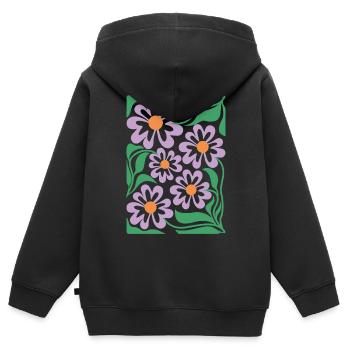 Motif floral violet Boho Flora - Sweat Premium à capuche zippé enfant bio - noir - Dos - AI Model Kid Male (0cm)