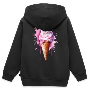 Wasserfarbe Eiscreme Tropfen - Kinder Premium Organic Zip Hoodie - Schwarz - Hinten - AI Model Kid Male (0cm)