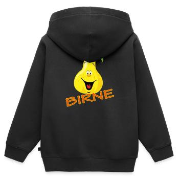 BIRNE - Kinder Premium Organic Zip Hoodie - Schwarz - Hinten - AI Model Kid Male (0cm)