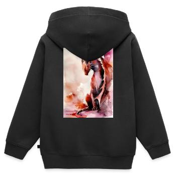 Red Watercolor Dragon - Kids Premium Organic Zip-up Hoodie - black - Back - AI Model Kid Male (0cm)