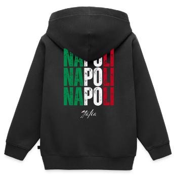 Naples Italie, souvenir de Naples - Sweat Premium à capuche zippé enfant bio - noir - Dos - AI Model Kid Male (0cm)