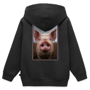 Cochon Cochon - Sweat Premium à capuche zippé enfant bio - noir - Dos - AI Model Kid Male (0cm)