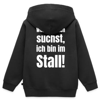 Si tu me cherches dans l’écurie - Sweat Premium à capuche zippé enfant bio - noir - Dos - AI Model Kid Male (0cm)