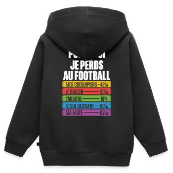 Les Raisons Drôles de Perdre Humour Coach Football - Sweat Premium à capuche zippé enfant bio - noir - Dos - AI Model Kid Male (0cm)