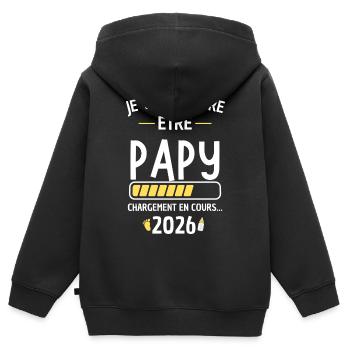 Opa 2026 lädt neues Baby - Kinder Premium Organic Zip Hoodie - Schwarz - Hinten - AI Model Kid Male (0cm)
