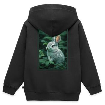 Hasen Hase - Kinder Premium Organic Zip Hoodie - Schwarz - Hinten - AI Model Kid Male (0cm)